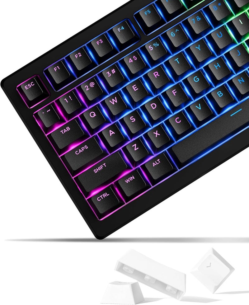 SDYZ أزرار مفاتيح PBT مزدوجة الشوط XVX 60 75 100 بالمئة - أزرار مضيئة، لأجهزة الكمبيوتر الميكانيكية، مجموعة كاملة من 137 مفتاح، تصميم OEM، مضيئة - سوداء - Image 1